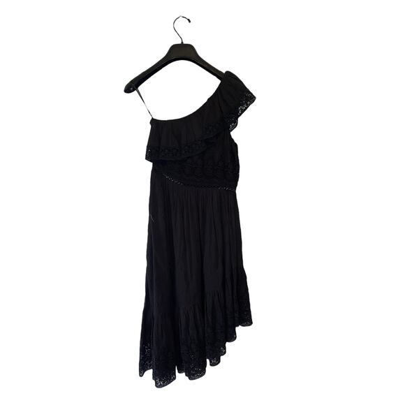 Loves Shack Fancy Pamela Asymmetric One Shoulder Black Midi Dress Size XS - Picture 2 of 14